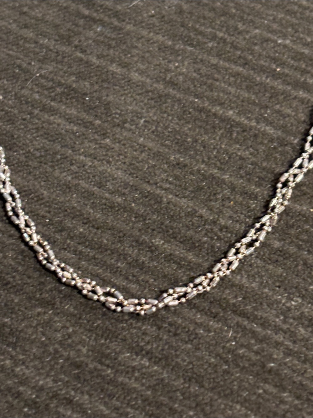 .925 Sterling Silver BALL BEAD BAR CHAIN LINK 3-Strand Necklace 19.5” Vtg